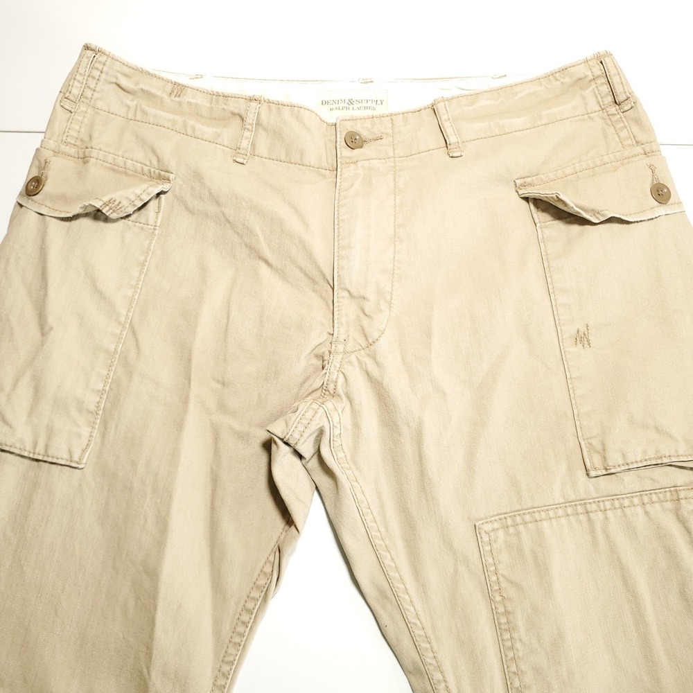 Denim & Supply Ralph Lauren Cargo Pants Khaki Military Mens 34x32 (36x31)